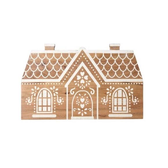 NEW Gingerbread House Cutting Board Acaia Wood Serving Board Christmas Holiday - Picture 2 of 3